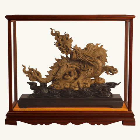Tượng Trầm Hương Điêu Khắc Rồng và Phượng Hoàng 004