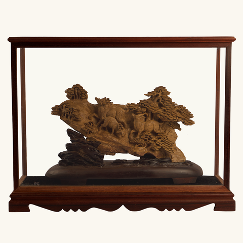 Tượng Trầm Hương Banh Đỏ Indonesia Điêu Khắc Dê Leo Núi 037