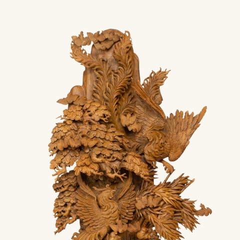 Tượng Trầm Hương Hoa Mẫu Đơn Banh Đỏ Indonesia 036