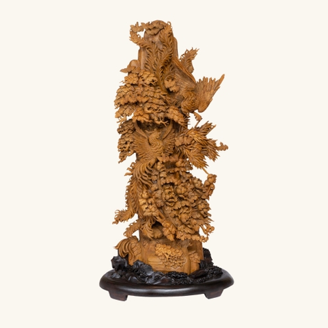 Tượng Trầm Hương Hoa Mẫu Đơn Banh Đỏ Indonesia 036