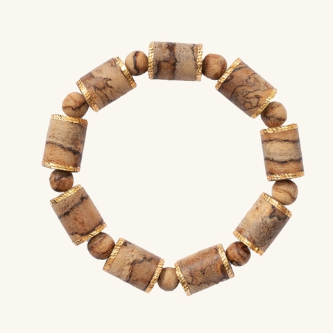 Vòng Trầm Hương Tốc Quằng bọc Vàng 18k Việt Nam 12 ly 058