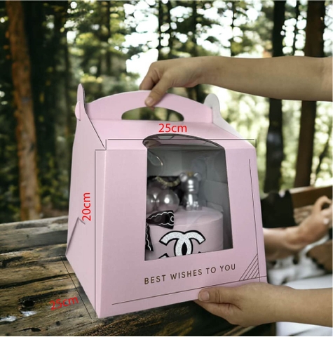 Hộp Bánh Sinh Nhật Quai Xách Hồng Mint