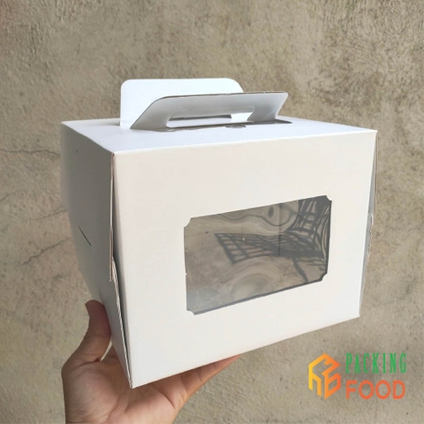 Hộp Đựng Bánh Sinh Nhật Quai Xách Trắng Trơn