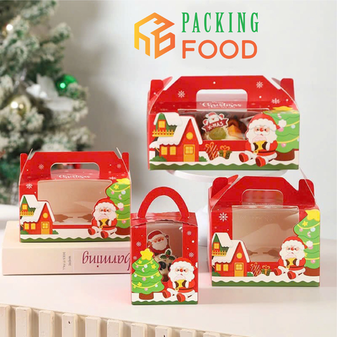 Hộp Đựng Bánh Cupcake Quai Xách Noel 1 2 4 6 Bánh