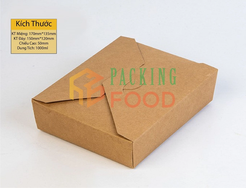 Hộp Giấy Kraft 1000ml (23,7oz) - Nắp Gài Chéo