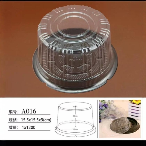 Hộp Nhựa Đựng Bánh Tròn Đế Đen Mã A016