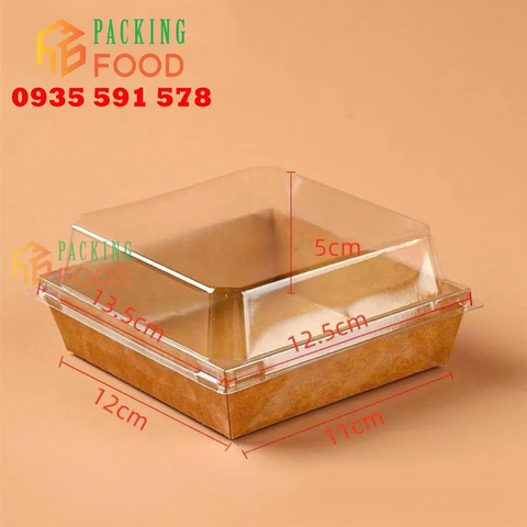 Hộp Giấy Vuông Đựng Bánh- Thực Phẫm Mã E1413 Kraft Trắng In Họa Tiết