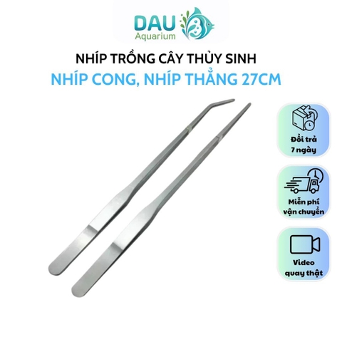 Nhíp cong, thẳng trồng cây thủy sinh bằng thép không gỉ kích thước dài 27 cm