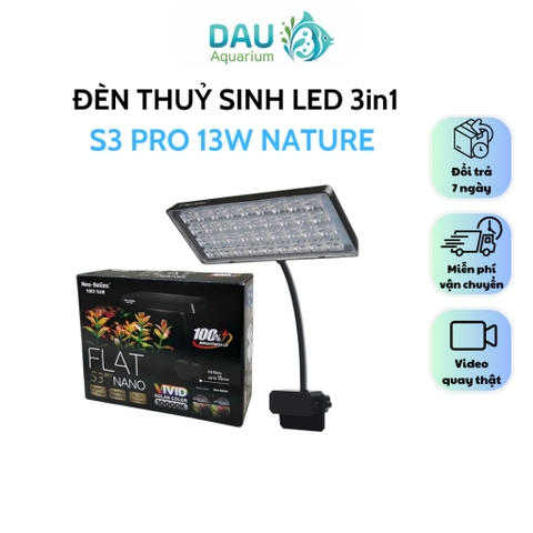 Đèn RGB S3 Flat Nano Pro+ 3 in 1 (Bản nâng cấp)- Bóng LED TriR RGB thế hệ mới, tăng cường màu cho cá cây, không màu nước