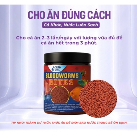Cám trùng huyết BLOODWORMS BITES - Cực kì giàu dinh dưỡng, giúp lên màu rực rỡ cho cá cảnh