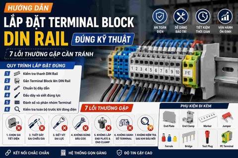 Hướng dẫn lắp đặt terminal block DIN rail đúng kỹ thuật — 7 lỗi thường gặp