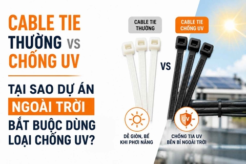 Cable Tie thường vs chống UV — Tại sao dự án ngoài trời bắt buộc dùng loại chống UV?