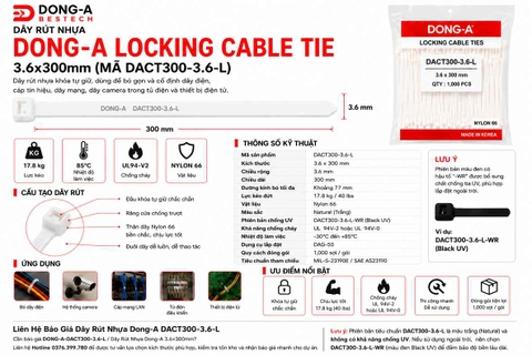 DONG-A-DACT300-3.6-L / Dây Rút Nhựa Dong-A 3.6x300mm