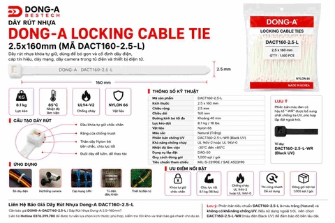 DONG-A-DACT160-2.5-L / Dây Rút Nhựa Dong-A 2.5x160mm