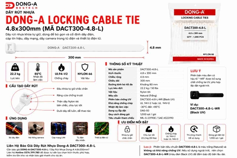 DONG-A-DACT300-4.8-L / Dây Rút Nhựa Dong-A 4.8x300mm