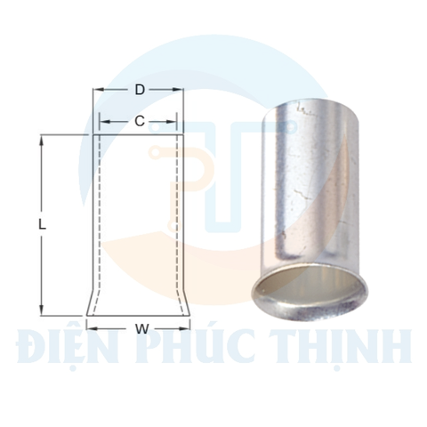 KST-EN25-30 / Đầu cosse pin rỗng trần 25 mm2 - NON-INSULATED CORD END TERMINALS hãng KST