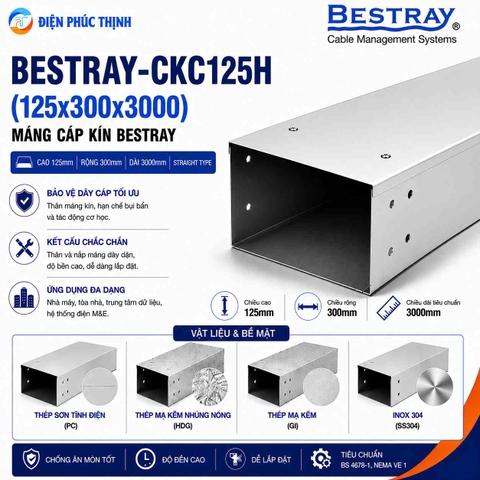BESTRAY-CKC125H / Máng Cáp Kín Bestray 125×300×3000mm