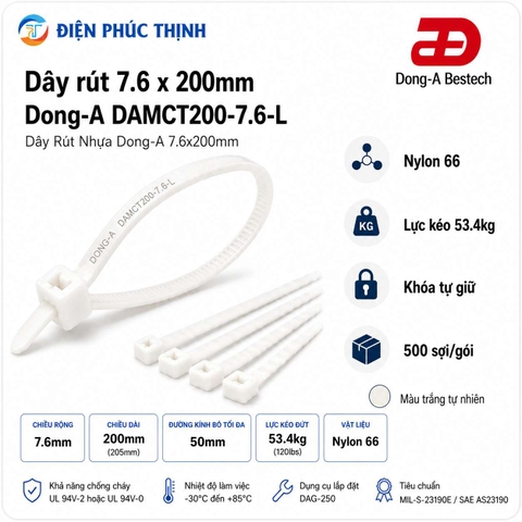 DONG-A-DAMCT200-7.6-L / Dây Rút Nhựa Dong-A 7.6×200mm