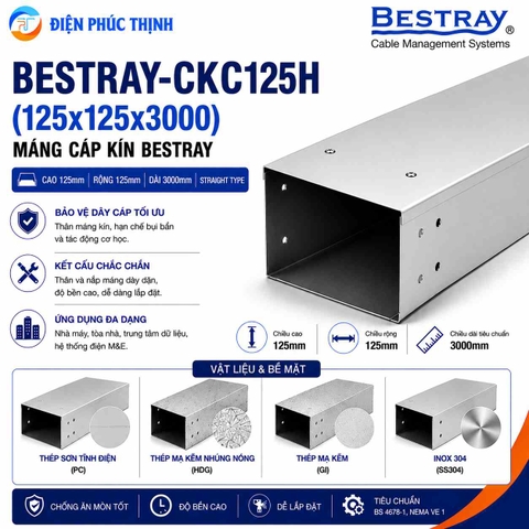 BESTRAY-CKC125H / Máng Cáp Kín Bestray 125×125×3000mm
