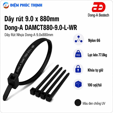 DONG-A-DAMCT880-9.0-L-WR / Dây Rút Nhựa Dong-A 9.0×880mm Chống UV