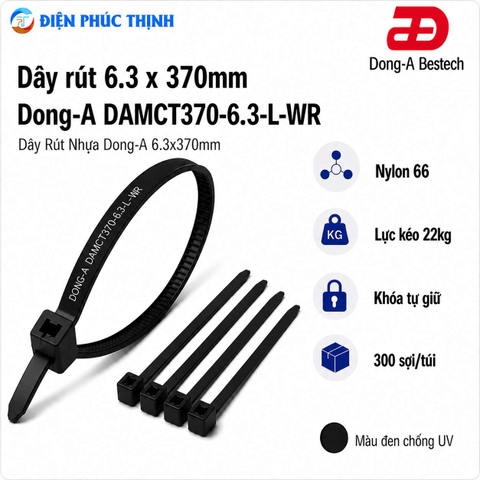 DONG-A-DAMCT370-6.3-L-WR / Dây Rút Nhựa Dong-A 6.3×370mm Chống UV