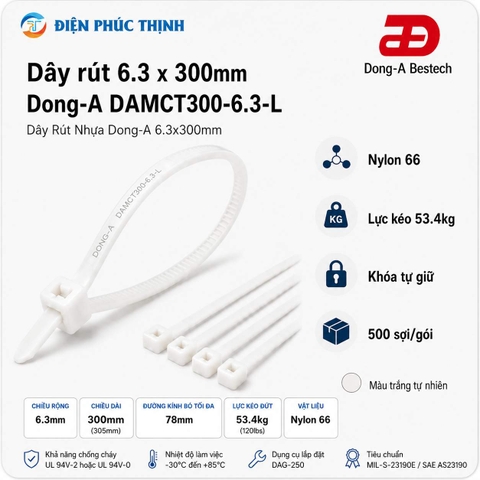 DONG-A-DAMCT300-6.3-L / Dây Rút Nhựa Dong-A 6.3×300mm