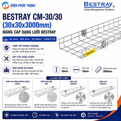 BESTRAY-CM30/30 / Máng Cáp Bestray - Dạng lưới 30×30×3000mm