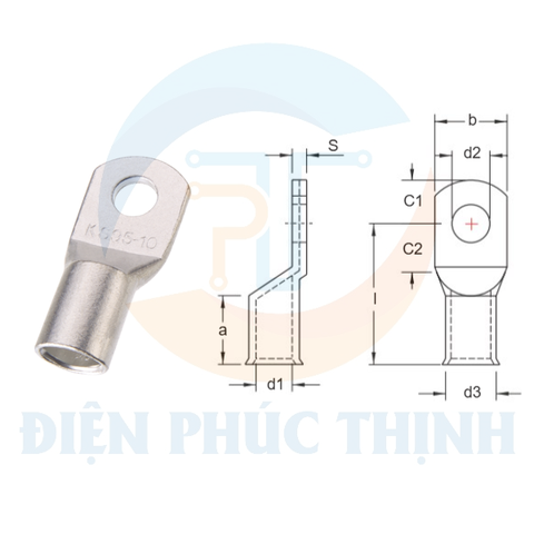 TLKF50-10 / Đầu Cosse Đồng (Dòng TLKF) KST 50 mm - NON-INSULATED COPPER TUBULAR LUGS (TLKF SERIES)