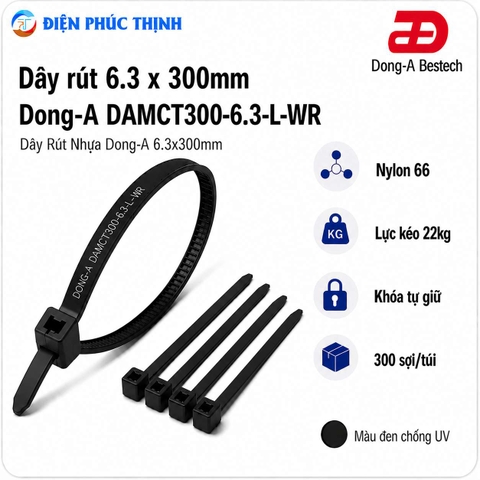 DONG-A-DAMCT300-6.3-L-WR / Dây Rút Nhựa Dong-A 6.3×300mm Chống UV