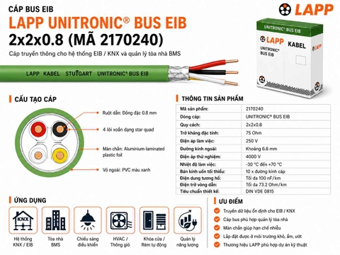 LAPP-2170240 / Cáp Truyền Thông LAPP UNITRONIC BUS EIB 2x2x0.8