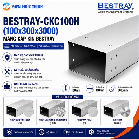 BESTRAY-CKC100H / Máng Cáp Kín Bestray 100×300×3000mm