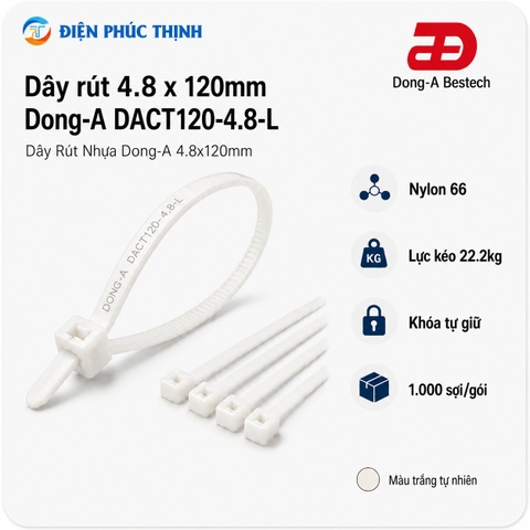 DONG-A-DACT120-4.8-L / Dây Rút Nhựa Dong-A 4.8x120mm