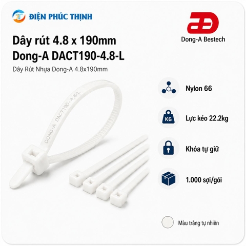 DONG-A-DACT190-4.8-L / Dây Rút Nhựa Dong-A 4.8x190mm