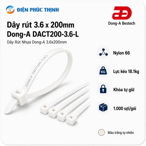 DONG-A-DACT200-3.6-L / Dây Rút Nhựa Dong-A 3.6x200mm