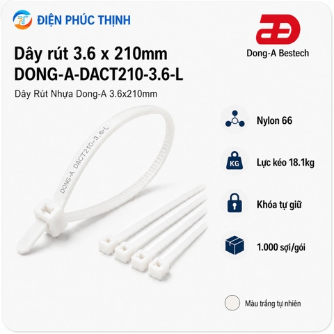DONG-A-DACT210-3.6-L / Dây Rút Nhựa Dong-A 3.6x210mm