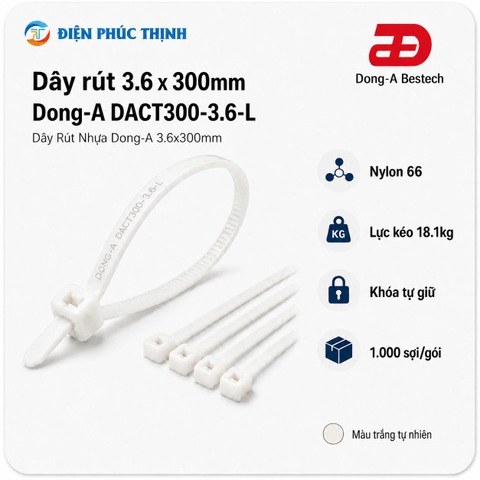 DONG-A-DACT300-3.6-L / Dây Rút Nhựa Dong-A 3.6x300mm