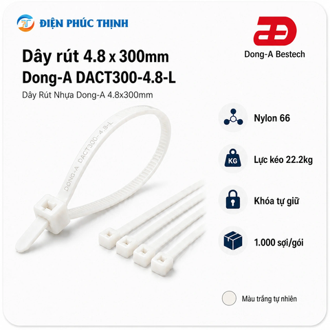 DONG-A-DACT300-4.8-L / Dây Rút Nhựa Dong-A 4.8x300mm