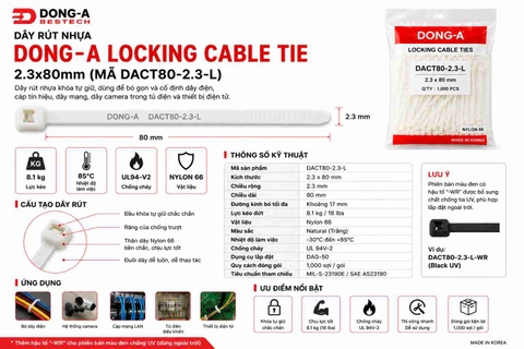 DONG-A-DACT80-2.3-L / Dây Rút Nhựa Dong-A 2.3x80mm