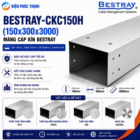 BESTRAY-CKC150H / Máng Cáp Kín Bestray 150×300×3000mm