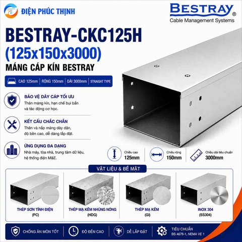 BESTRAY-CKC125H / Máng Cáp Kín Bestray 125×150×3000mm