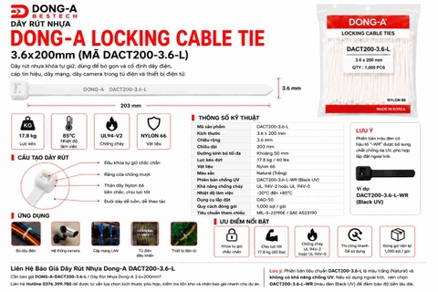 DONG-A-DACT200-3.6-L / Dây Rút Nhựa Dong-A 3.6x200mm