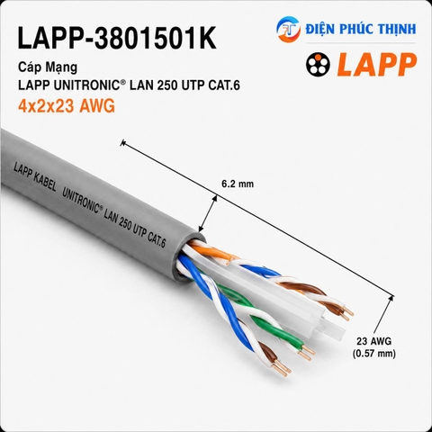 LAPP-3801501K / Cáp Mạng LAPP UNITRONIC LAN 250 UTP CAT.6 4x2x23 AWG