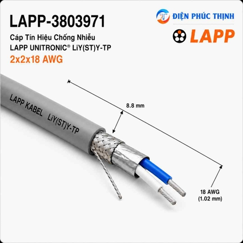 LAPP-3803971 / Cáp Tín Hiệu Chống Nhiễu LAPP UNITRONIC LiY(ST)Y-TP 2x2x18 AWG