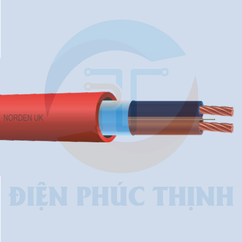 5J-1502RD2 / Dây Cáp Điện Norden PH30 Stranded Conductor Shielded Fire Resistant Cable, 2C x 1.5 mm², LSZH, Al/PET Foil, 300/500V (500m/cuộn)