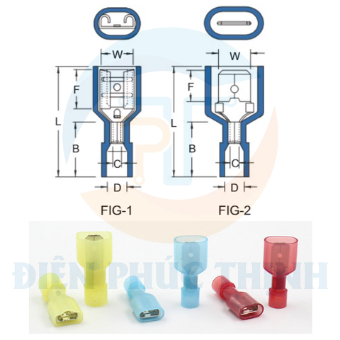 MDFN5-250-CLEAR / Đầu Cosse Ngắt Phụ Cách Điện Nylon (Đực) KST 4-6 mm - NYLON-FULLY INSULATED MALE DISCONNECTORS