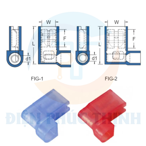 FLDNY1-187(8)A / Đầu Cosse Ngắt Phụ Cách Điện Nylon (Cái) Dạng Cờ Loại A KST 0.5-1.5 mm - NYLON-INSULATED FLAG FEMALE DISCONNECTORS (A TYPE)