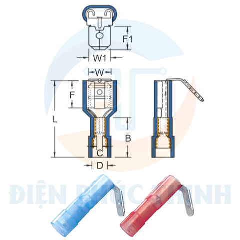 PBDFNYD2-250 / Đầu Cosse Ngắt Lắp Ngược Cách Điện KST 1.5-2.5 mm - NYLON-INSULATED DOUBLE CRIMP PIGGY BACK DISCONNECTORS