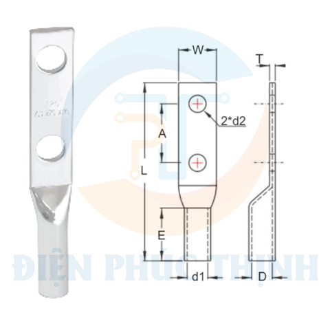 TCL150-2A / Đầu Cosse Đồng Trần (Dòng TCL-2A) KST 150 mm - NON-INSULATED COPPER TUBULAR LUGS (TCL-2A SERIES)