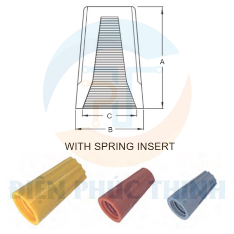 WN3V0 / Chóp Xoắn 1 Đầu (Có Lò Xo) Màu Đen KST - SCREW-ON WIRE CAP CONNECTORS (WITH SPRING INSERT)