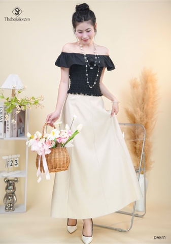 Áo linen bèo trễ vai